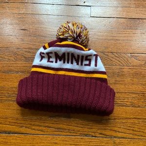 Maroon and Gold Feminist knit hat